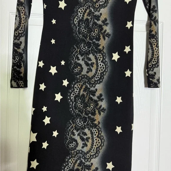 fx missony italy Black and Cream Star Pattern Dress - Picture 3 of 11